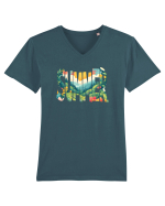 SUMMER - VARA FLORI PEISAJ MUNTE  Tricou mânecă scurtă guler V Bărbat Presenter