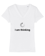 Ma gandesc... Tricou mânecă scurtă guler V Damă Evoker