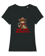 BANII, VIATA SAU MUSTATA - MOTAN COWBOY Tricou mânecă scurtă guler larg fitted Damă Expresser