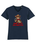 BANII, VIATA SAU MUSTATA - MOTAN COWBOY Tricou mânecă scurtă guler V Bărbat Presenter
