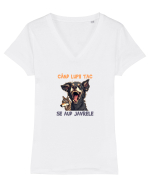CAND LUPII TAC, SE AUD JAVRELE 5 Tricou mânecă scurtă guler V Damă Evoker