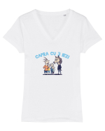 CAPRA CU 3 IEZI - POVESTE 1 Tricou mânecă scurtă guler V Damă Evoker