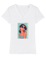 DIVA  Tricou mânecă scurtă guler V Damă Evoker