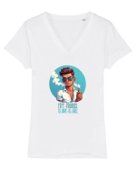 FAT FRUMOS CU VAPE-UL GROS 2 Tricou mânecă scurtă guler V Damă Evoker