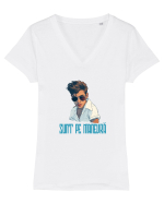SUNT PE MANEVRA Tricou mânecă scurtă guler V Damă Evoker