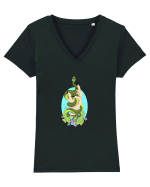 Șarpe aesthetic  Tricou mânecă scurtă guler V Damă Evoker