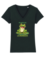 TE UITI CA BROASCA LA INUNDATIE 1 Tricou mânecă scurtă guler V Damă Evoker