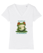 TE UITI CA BROASCA LA INUNDATIE 2 Tricou mânecă scurtă guler V Damă Evoker