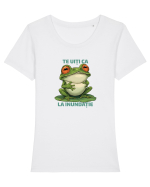 TE UITI CA BROASCA LA INUNDATIE 2 Tricou mânecă scurtă guler larg fitted Damă Expresser