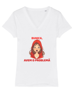 BUNICA, AVEM O PROBLEMA  - SCUFITA ROSIE Tricou mânecă scurtă guler V Damă Evoker