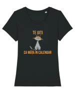 TE UITI CA MATA IN CALENDAR 1 Tricou mânecă scurtă guler larg fitted Damă Expresser