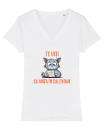 TE UITI CA MATA IN CALENDAR 2 Tricou mânecă scurtă guler V Damă Evoker