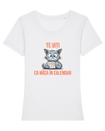 TE UITI CA MATA IN CALENDAR 2 Tricou mânecă scurtă guler larg fitted Damă Expresser