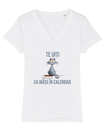 TE UITI CA MATA IN CALENDAR 3 Tricou mânecă scurtă guler V Damă Evoker