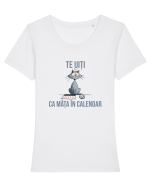 TE UITI CA MATA IN CALENDAR 3 Tricou mânecă scurtă guler larg fitted Damă Expresser