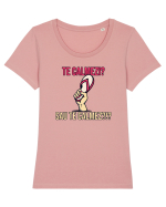 TE CALMEZI SAU TE CALMEZ?!? Tricou mânecă scurtă guler larg fitted Damă Expresser