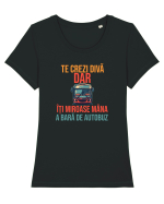 TE CREZI DIVA, DAR ITI MIROASE MANA A BARA DE AUTOBUZ 1 Tricou mânecă scurtă guler larg fitted Damă Expresser