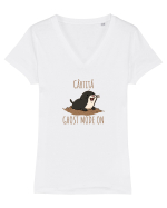 CARTITA -  GHOST MODE ON Tricou mânecă scurtă guler V Damă Evoker