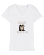 BABY BURSUC  -  LOOK CUTE - FIGHT EVERYTHING Tricou mânecă scurtă guler V Damă Evoker