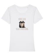 BABY BURSUC  -  LOOK CUTE - FIGHT EVERYTHING Tricou mânecă scurtă guler larg fitted Damă Expresser