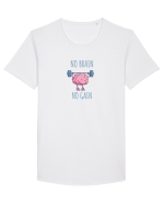 NO BRAIN, NO GAIN - NU AI CREIER, NU AI SUCCES Tricou mânecă scurtă guler larg Bărbat Skater