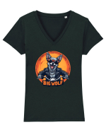 BIG WOLF - CHIHUAHUA CARE SE CREDE LUP Tricou mânecă scurtă guler V Damă Evoker