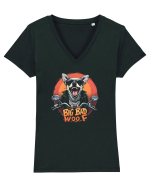 BIG BAD WOOF - HAM - CHIHUAHUA CARE SE CREDE LUP Tricou mânecă scurtă guler V Damă Evoker