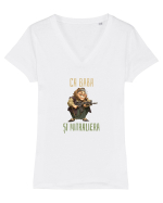 CA BABA SI MITRALIERA 1 Tricou mânecă scurtă guler V Damă Evoker