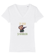 CA BABA SI MITRALIERA 3 Tricou mânecă scurtă guler V Damă Evoker