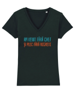 AM VENIT FARA CHEF SI PLEC FARA REGRETE Tricou mânecă scurtă guler V Damă Evoker