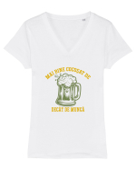 MAI BINE COCOSAT DE BERE DECAT DE MUNCA Tricou mânecă scurtă guler V Damă Evoker