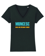 MUNCESC DOAR SUB PRESIUNE PSIHICA Tricou mânecă scurtă guler V Damă Evoker