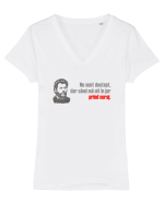 NU SUNT DESTEPT, DAR CAND MA UIT IN JUR PRIND CURAJ - citat Ion Creanga Tricou mânecă scurtă guler V Damă Evoker
