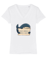 SALVATI ANIMALELE, MANCATI OAMENI - umor absurd - balena Tricou mânecă scurtă guler V Damă Evoker