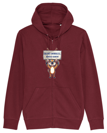 SALVATI ANIMALELE, MANCATI OAMENI - umor absurd - cerb / caprioara Burgundy
