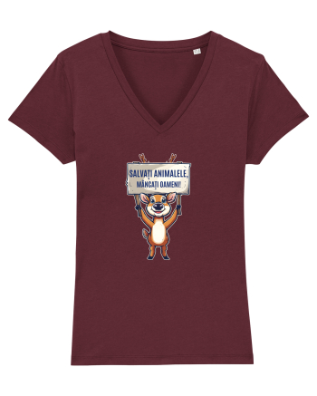 SALVATI ANIMALELE, MANCATI OAMENI - umor absurd - cerb / caprioara Burgundy