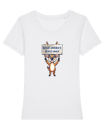SALVATI ANIMALELE, MANCATI OAMENI - umor absurd - cerb / caprioara Tricou mânecă scurtă guler larg fitted Damă Expresser