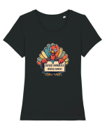 SALVATI ANIMALELE, MANCATI OAMENI - umor absurd - curcan Tricou mânecă scurtă guler larg fitted Damă Expresser