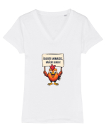 SALVATI ANIMALELE, MANCATI OAMENI - umor absurd - gaina / pui Tricou mânecă scurtă guler V Damă Evoker