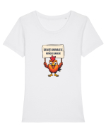 SALVATI ANIMALELE, MANCATI OAMENI - umor absurd - gaina / pui Tricou mânecă scurtă guler larg fitted Damă Expresser