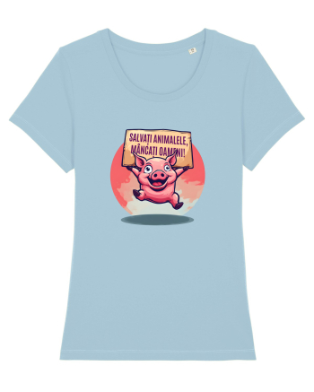 SALVATI ANIMALELE, MANCATI OAMENI - umor absurd - porc Sky Blue