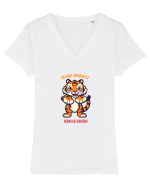SALVATI ANIMALELE, MANCATI OAMENI - umor absurd - tigru Tricou mânecă scurtă guler V Damă Evoker