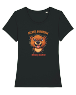 SALVATI ANIMALELE, MANCATI OAMENI - umor absurd - urs Tricou mânecă scurtă guler larg fitted Damă Expresser