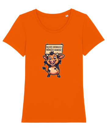 SALVATI ANIMALELE, MANCATI OAMENI - umor absurd - vaca Bright Orange
