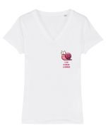 TE UITI CA MELCUL LA BORDURA - lateral Tricou mânecă scurtă guler V Damă Evoker