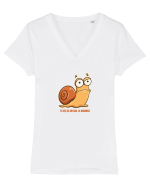 TE UITI CA MELCUL LA BORDURA  Tricou mânecă scurtă guler V Damă Evoker