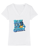 ALBASTRU E NOUL VERDE - ECOLOGIE Tricou mânecă scurtă guler V Damă Evoker