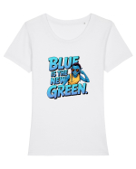 ALBASTRU E NOUL VERDE - ECOLOGIE Tricou mânecă scurtă guler larg fitted Damă Expresser