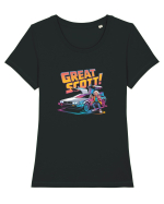 GREAT SCOTT! Tricou mânecă scurtă guler larg fitted Damă Expresser