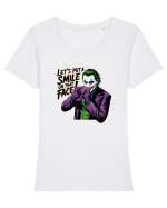 LET`S PUT A SMILE ON THAT FACE! Tricou mânecă scurtă guler larg fitted Damă Expresser